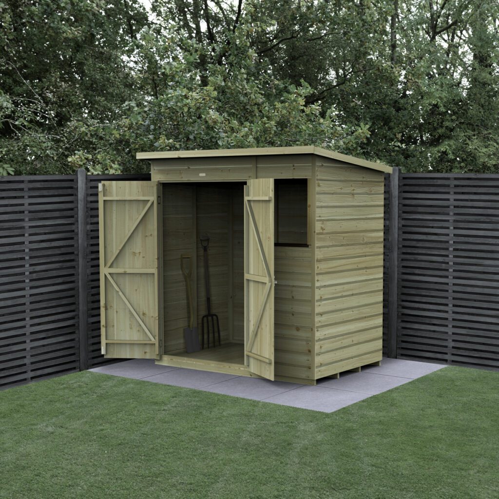 Beckwood 6×4 Pent Shed – 1 Window – Double Door with Installation 5013053204054 2